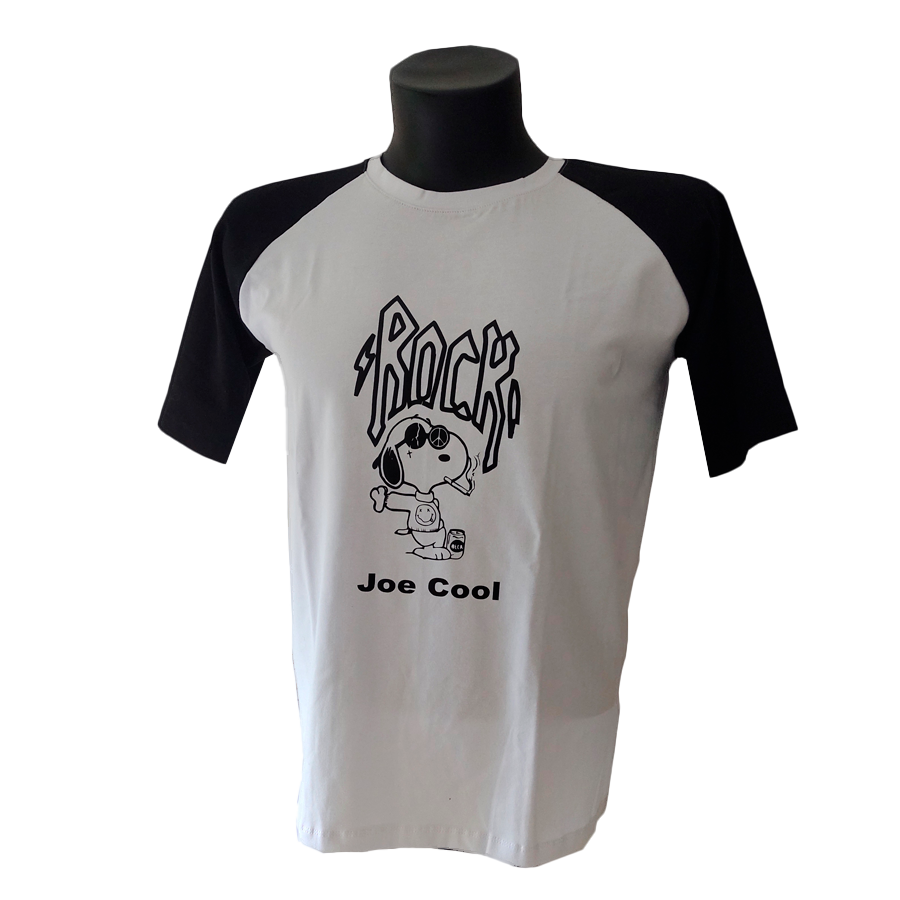 Camiseta Hombre, blanca, mangas negras, Joe Cool