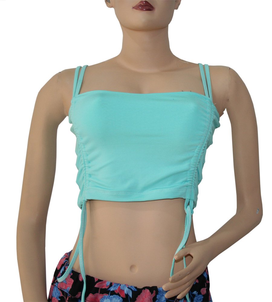Blusa mujer corta de tiras color azul marino