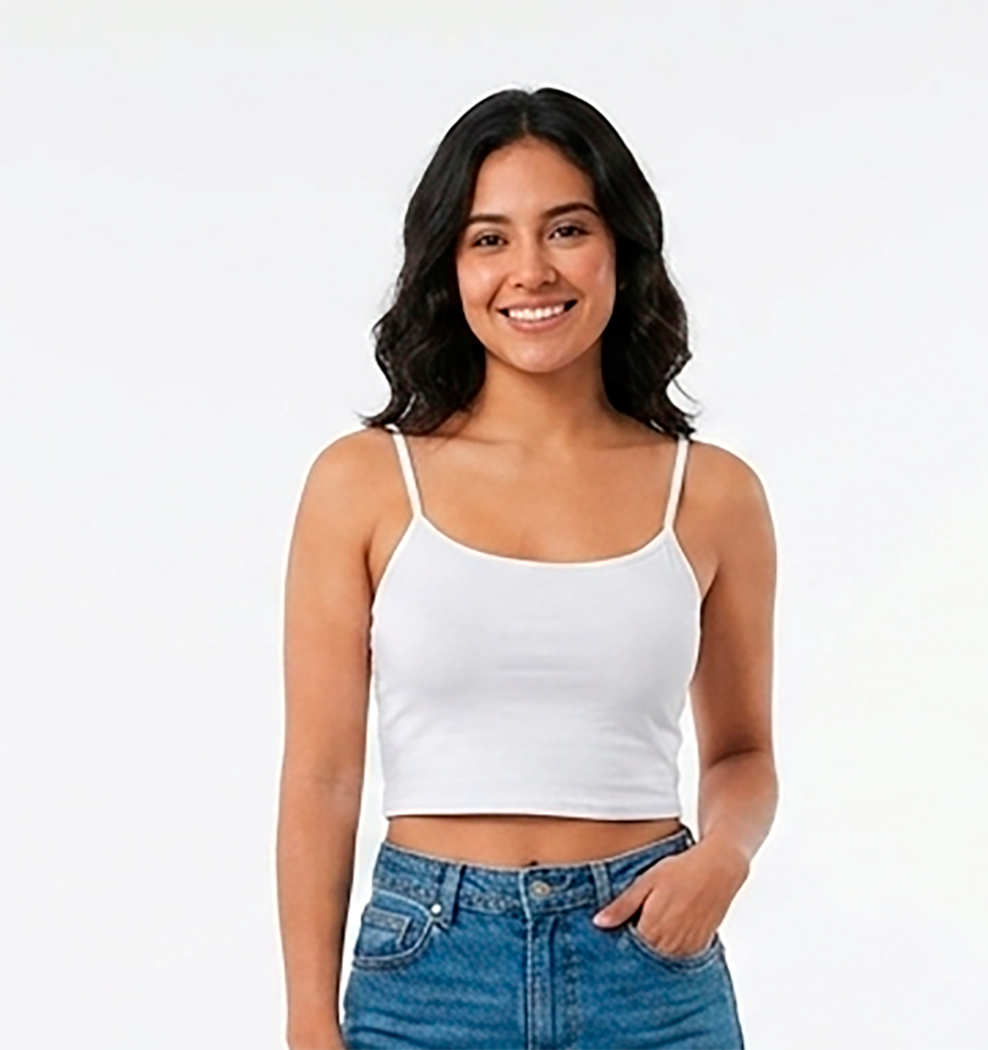 Blusa corta mujer color blanco de tiras gruesas