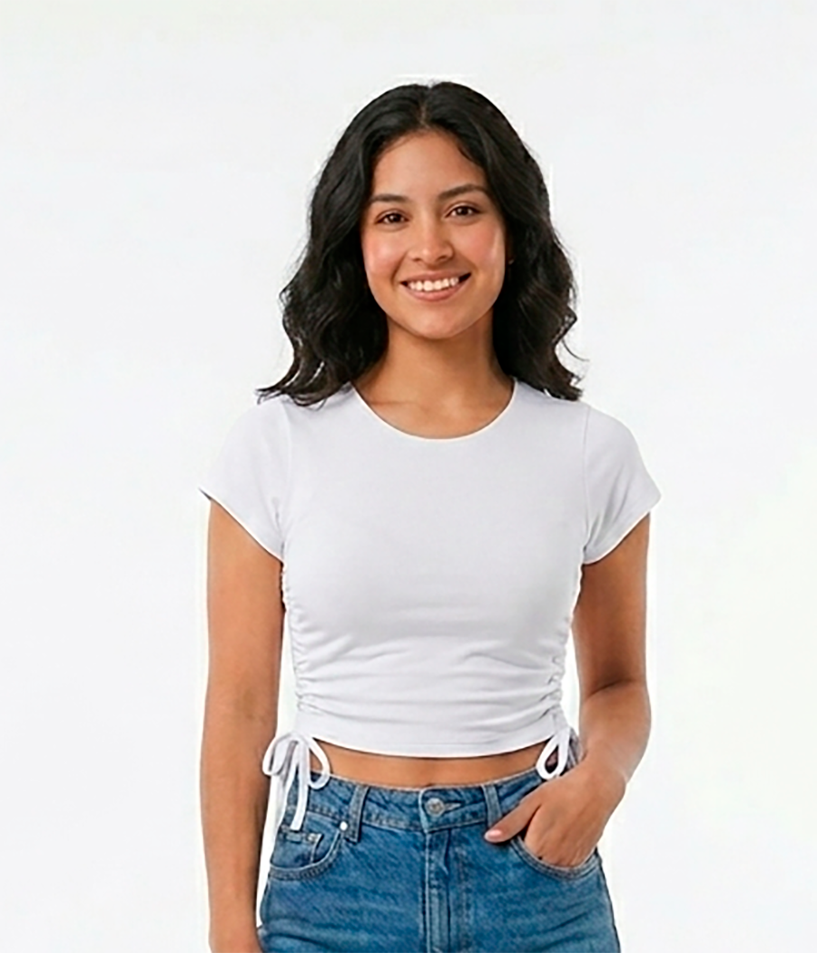 blusa mujer color blanco de mangas cortas