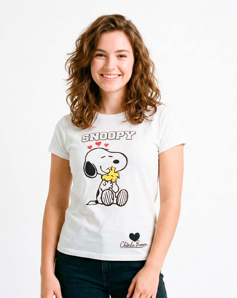 Camiseta blanca Snoopy enamorado