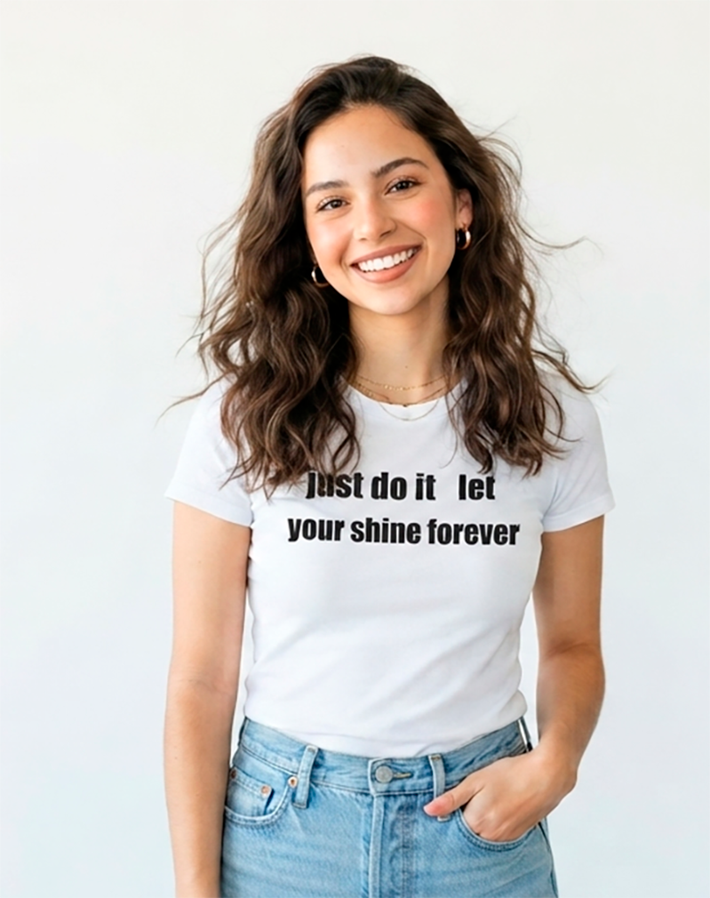 camiseta mujer blanca, just do it let your shine forever