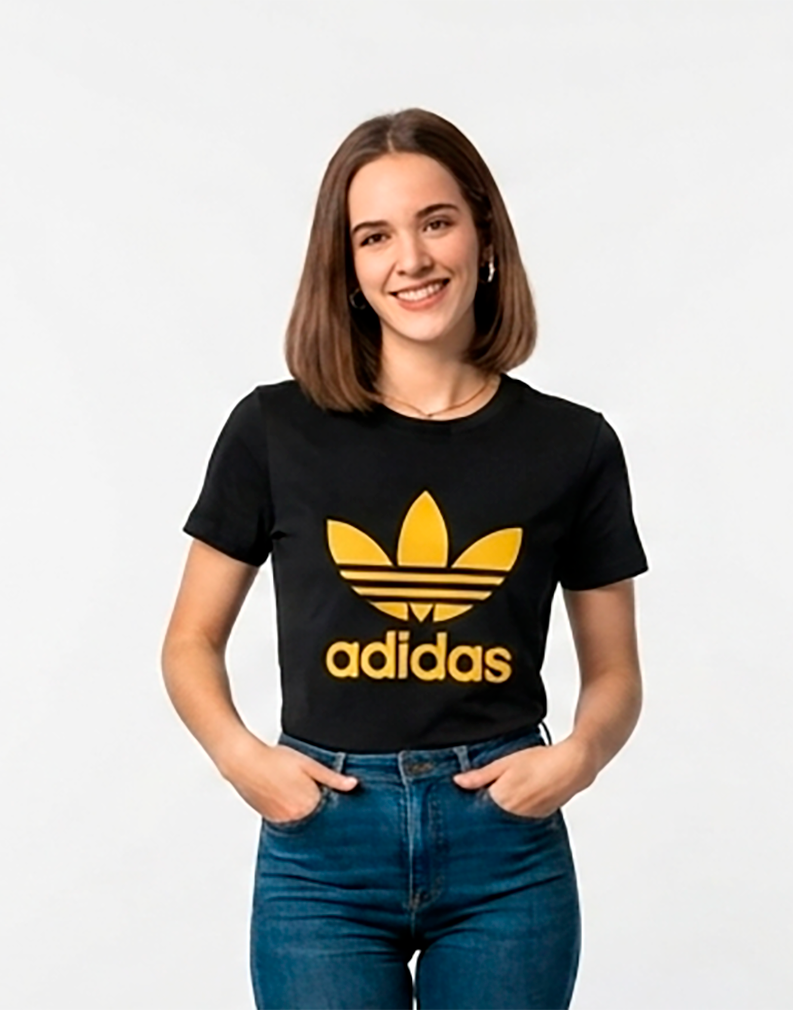 camiseta mujer, negra, adidas amarillo