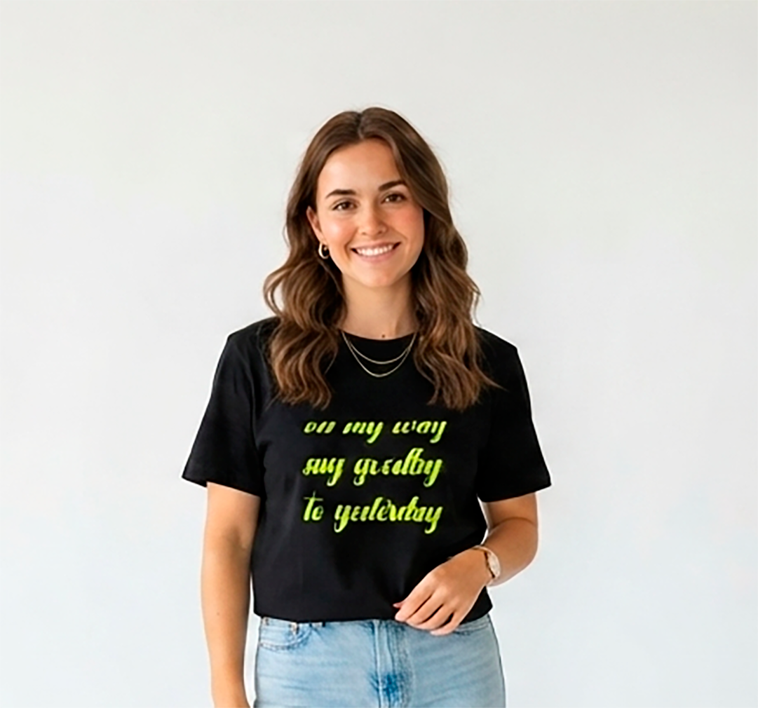 Camiseta mujer, corta, negra, Say goodbye to yesterday