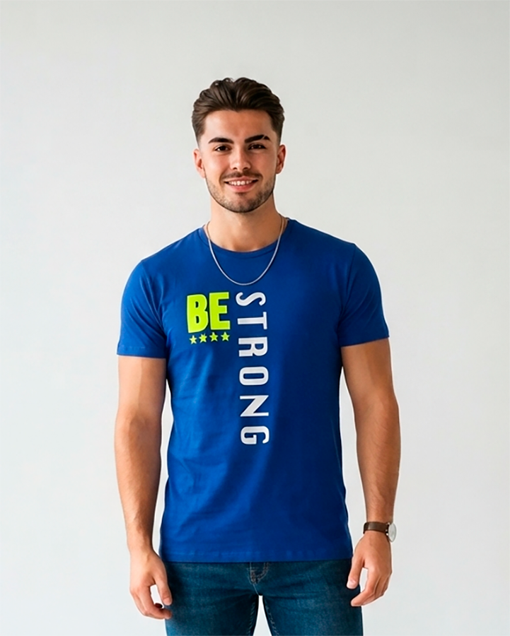 Camiseta Hombre Azul Be Strong