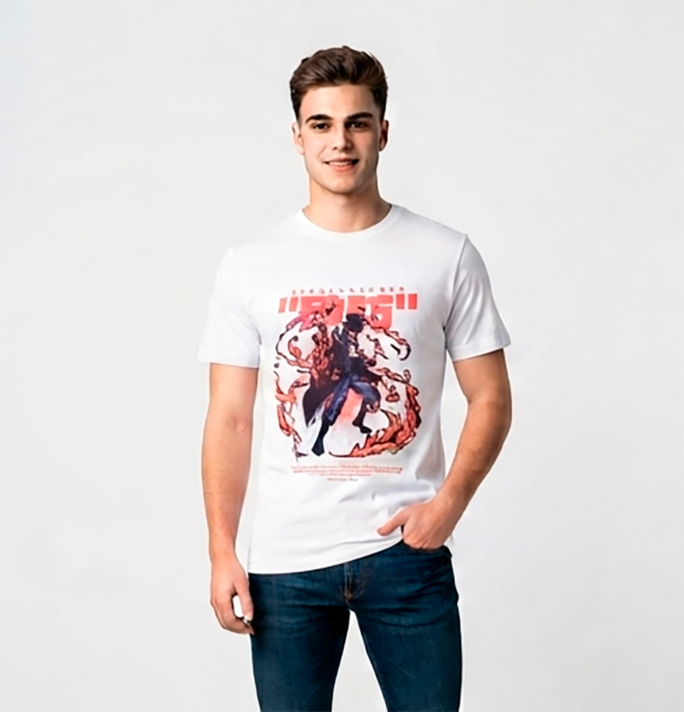 Camiseta hombre, blanca, mangas cortas, poliester, sublimada, SABO 