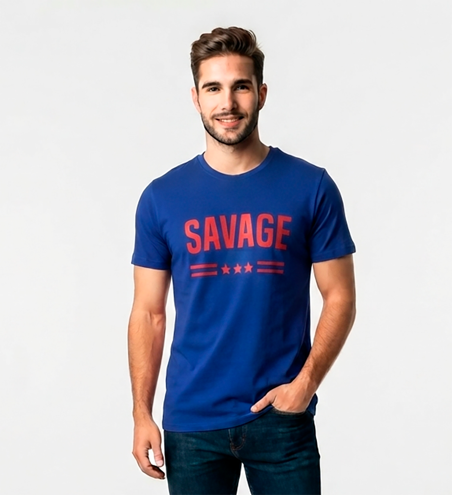 Camiseta hombre, azul rey, savage 