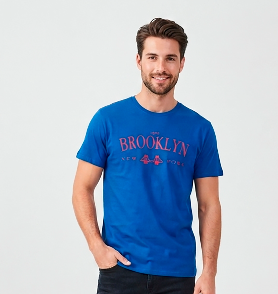 Camiseta hombre, azul rey, Brooklyn red