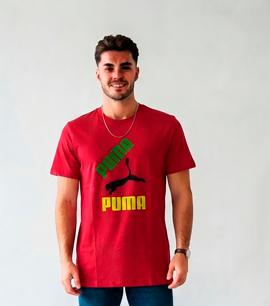 Camiseta Hombre, Roja Puma enjaulado