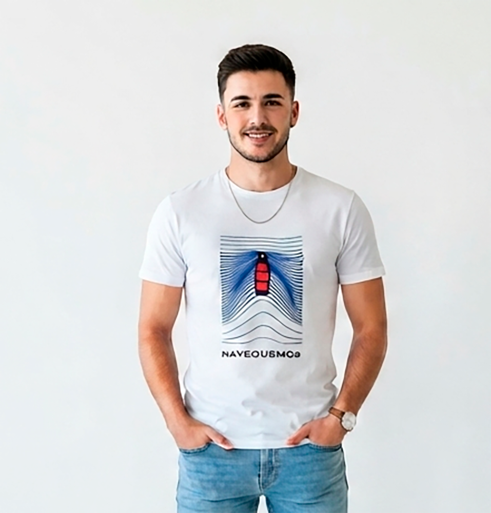 Camiseta Hombre, blanca, naveguemos en busca de nuestro futuro