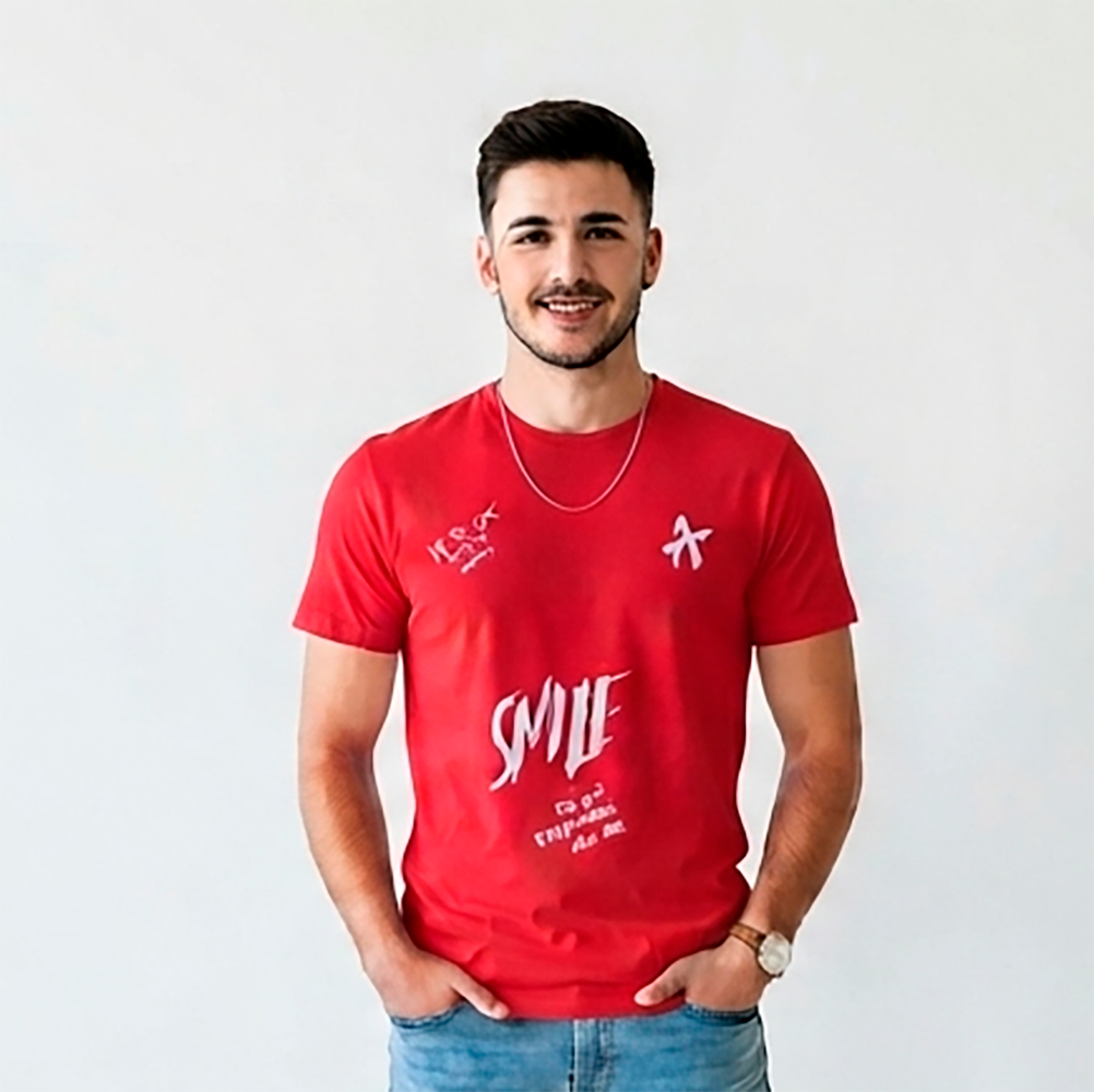 Camiseta Hombre, roja, Smile and relax everything will be