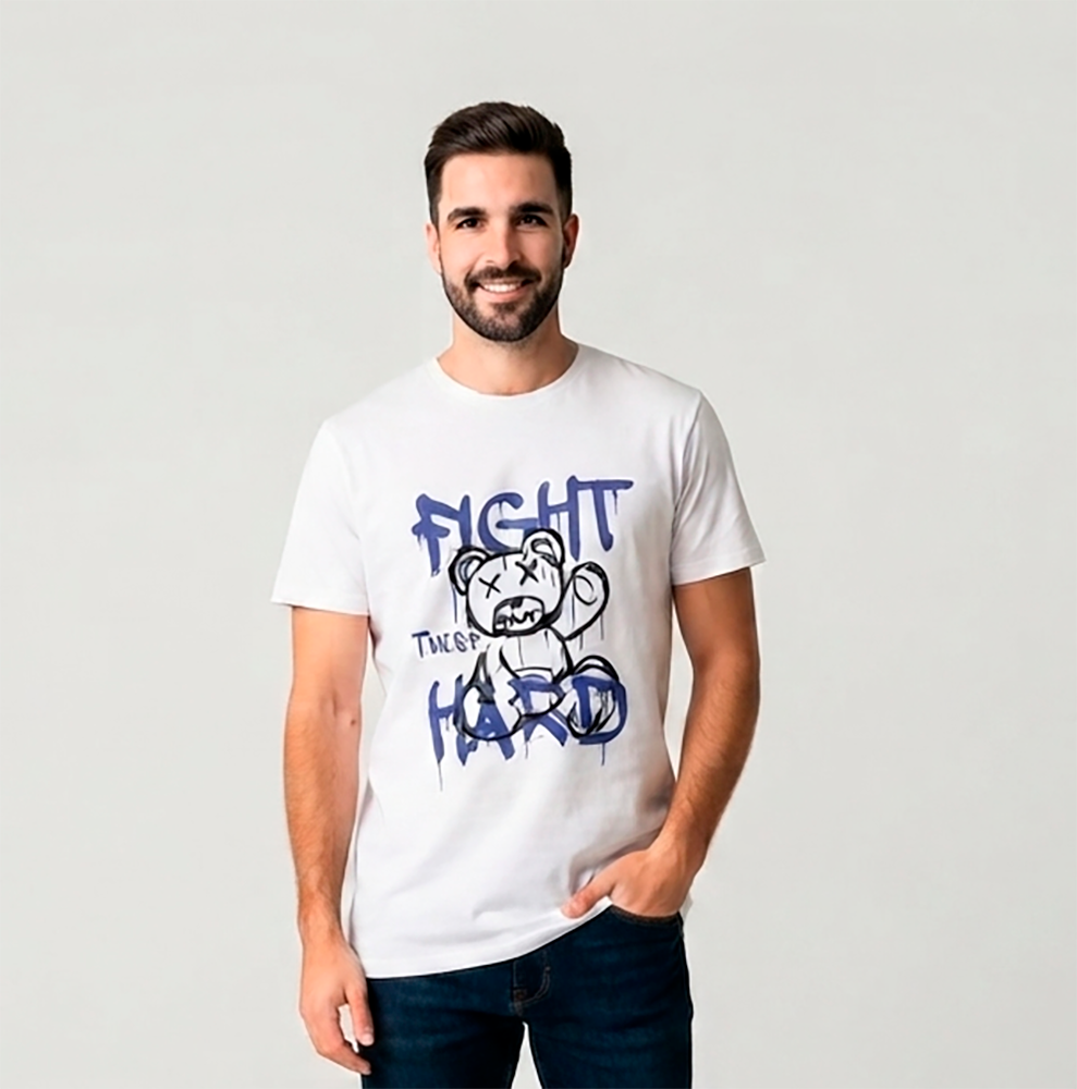 Camiseta Hombre, Blanca, Fight trust hard