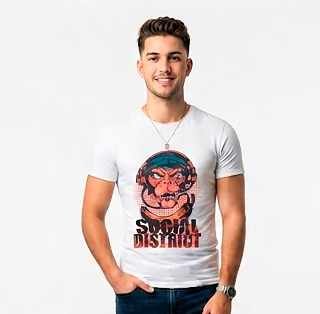 Camiseta Hombre, blanca, mangas cortas, Social District