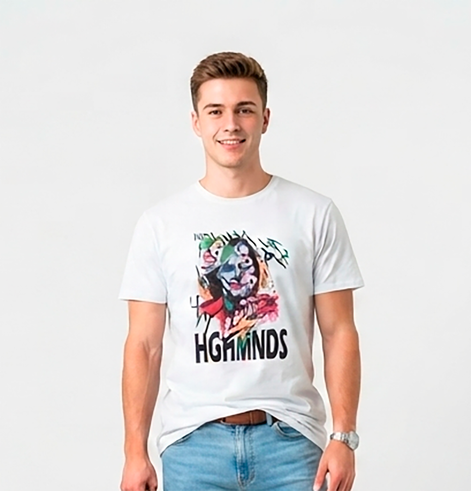 Camiseta Hombre, blanca, mangas cortas, Payaso