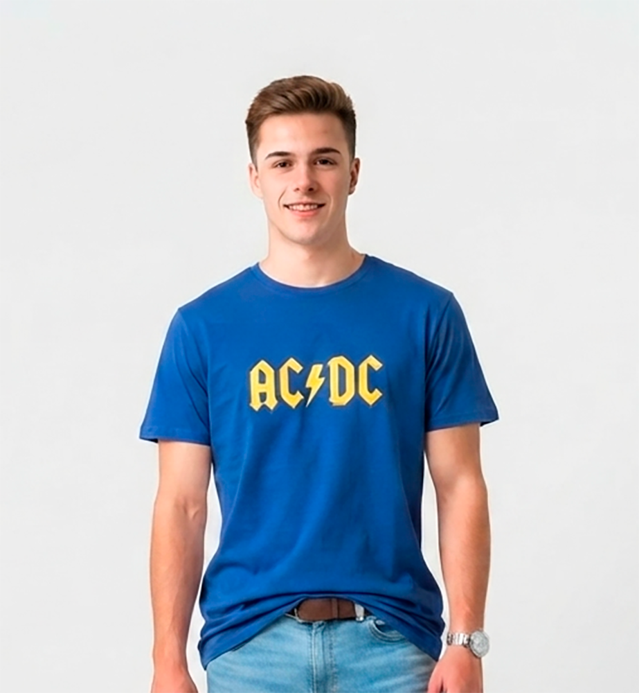 Camiseta, hombre, azul, mangas cortas, AC/DC