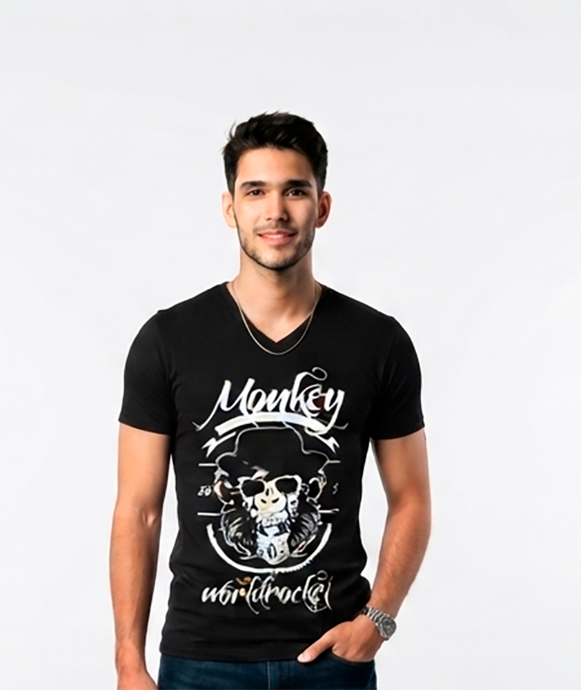 Camiseta Hombre, negra Monkey worldrocket