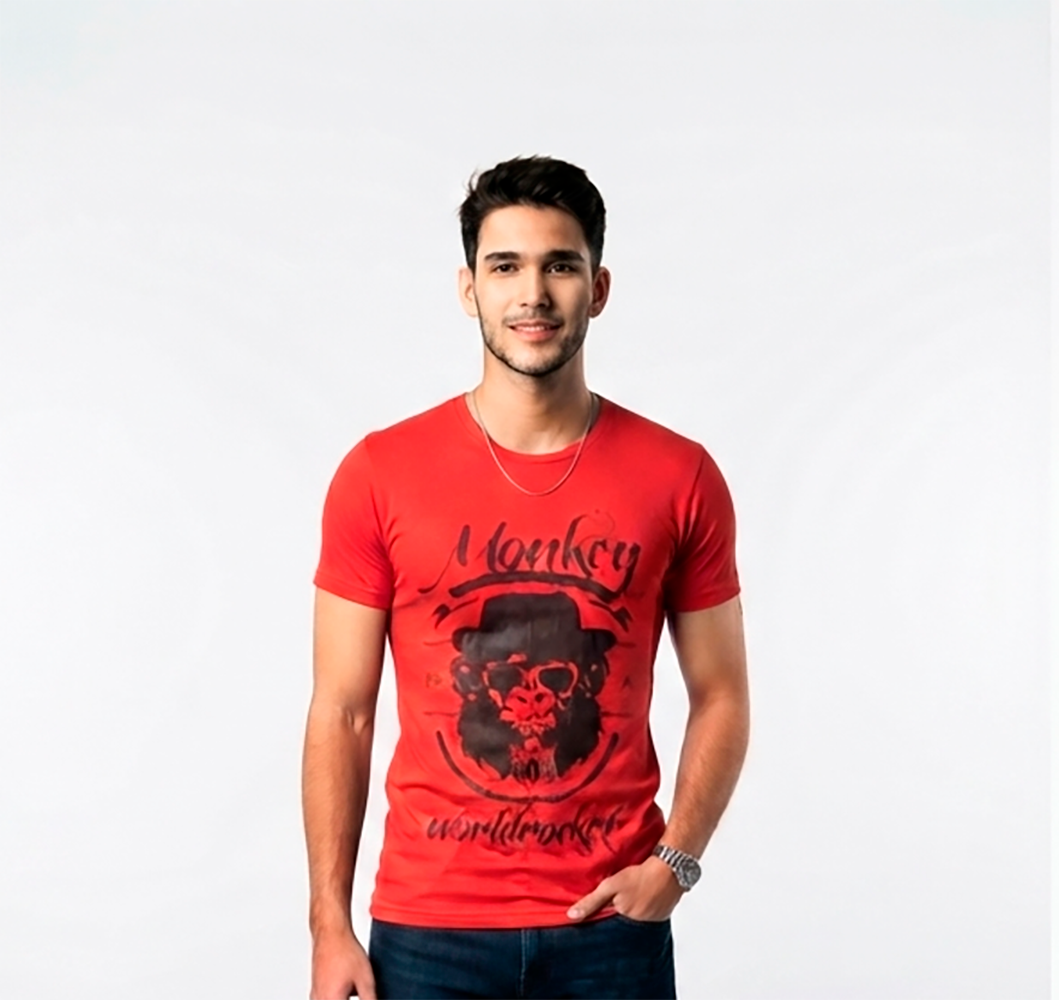 Camiseta Hombre, roja Monkey worldrocket
